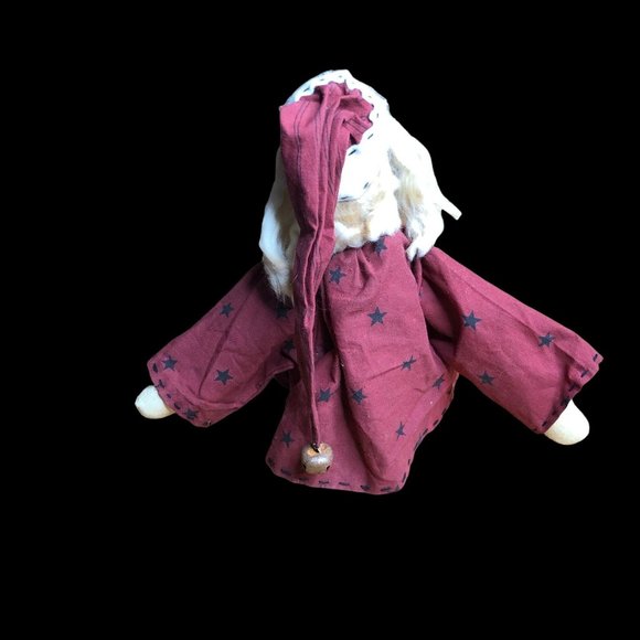 Honey and Me Sitting Primitive Santa in Pajamas Long Beard Bells Christmas Decor - Picture 9 of 15